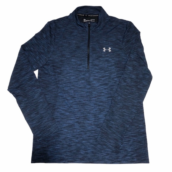 Under Armour Mens Heatgear Blue Long Sleeve Quarter Zip Shirt Size Medium - Picture 1 of 6